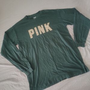 PINK Victoria's Secret Green Long Sleeve Tee